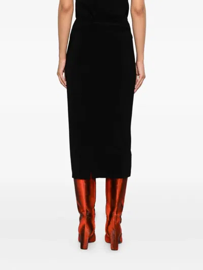 Norma Kamali Rear-vent Midi Skirt In Black