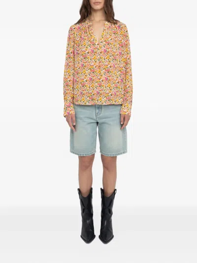 Zadig & Voltaire Tink Floral-print V-neck Tunic Top