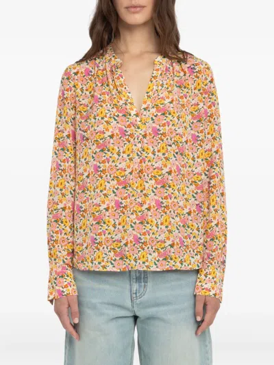 Zadig & Voltaire Tink Floral-print V-neck Tunic Top