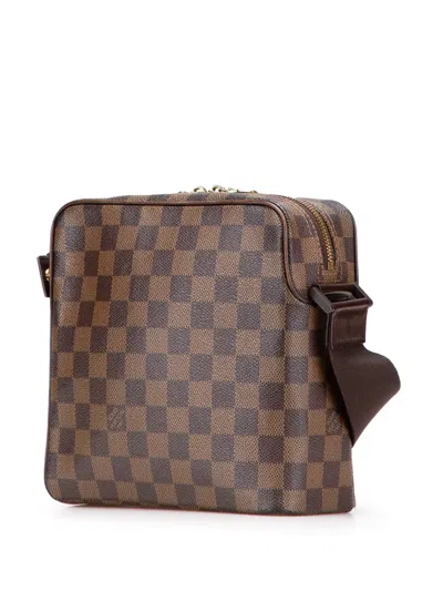 Pre-owned Louis Vuitton 2004 Damier Ebene Olav Pm Crossbody Bag In Brown