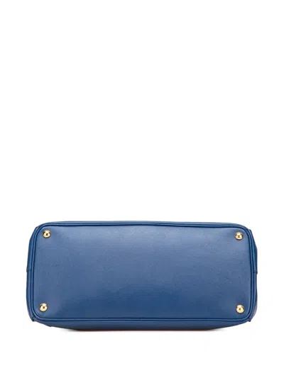Pre-owned Prada 2010-2025 Large Saffiano Lux Galleria Tote Bag In Blue