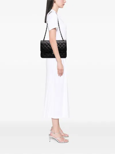 Pre-owned Chanel 2013-2014 Jumbo Classic Caviar Double Flap Shoulder Bag In Black