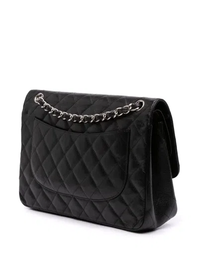 Pre-owned Chanel 2013-2014 Jumbo Classic Caviar Double Flap Shoulder Bag In Black