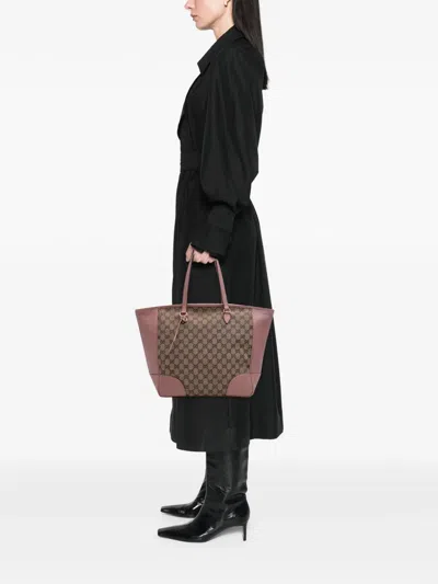 Pre-owned Gucci 2016-2025 Gg Canvas Bree Tote Bag In Brown