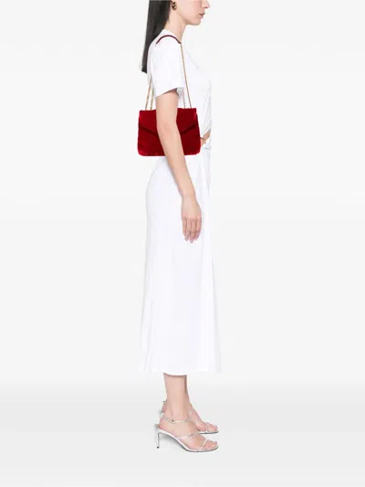 Pre-owned Saint Laurent 2000-2025 Small Velvet Monogram Matelasse Loulou Shoulder Bag In Red