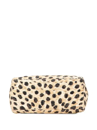 Pre-owned Dior 1997 Medium Canvas Cannage Leopard Print Lady  Satchel