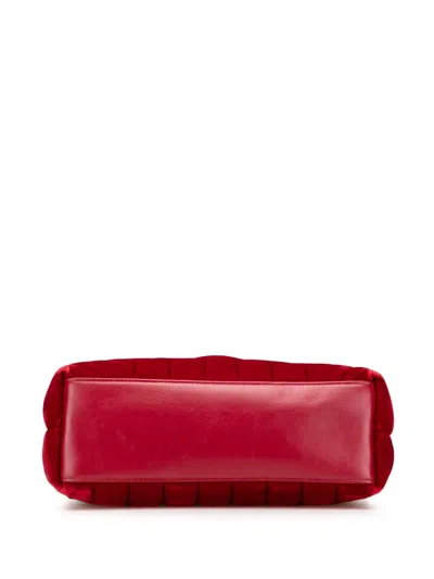 Pre-owned Saint Laurent 2000-2025 Small Velvet Monogram Matelasse Loulou Shoulder Bag In Red