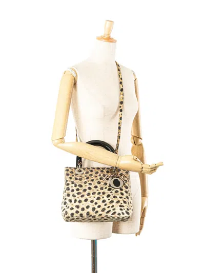 Pre-owned Dior 1997 Medium Canvas Cannage Leopard Print Lady  Satchel