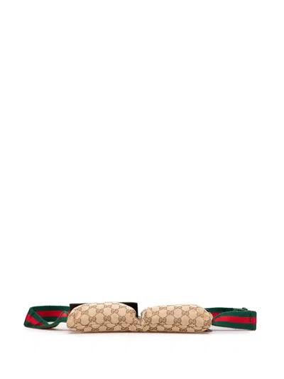 Pre-owned Gucci 2000-2015 Gg Canvas Web Double Pocket Belt Bag