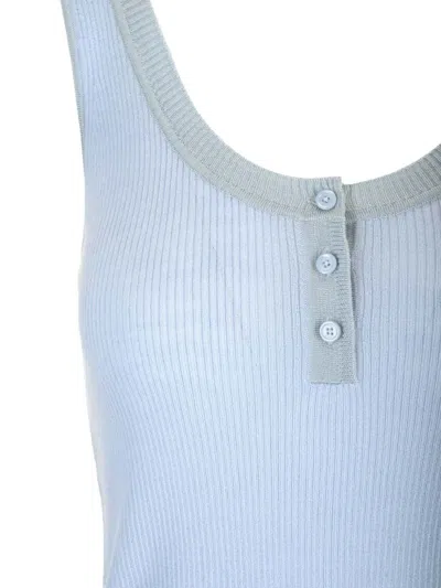 Chloé Ribbed Wool Tank Top Tops Light Blue In Blue