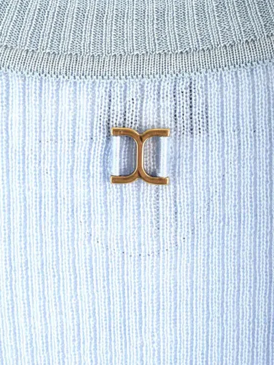 Chloé Ribbed Wool Tank Top Tops Light Blue In Blue