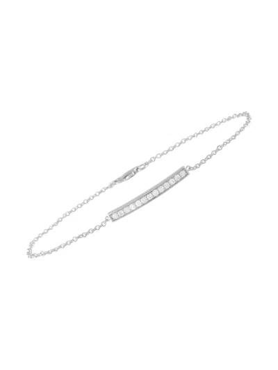 Pre-owned Lb Exclusive 14k White Gold Diamond Bar Bracelet