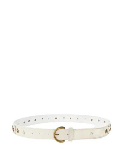 Pinko Star-studded Leather Belt In Neutral
