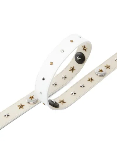 Pinko Star-studded Leather Belt In Neutral