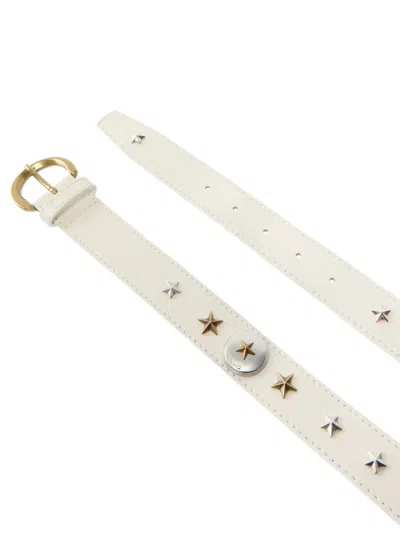 Pinko Star-studded Leather Belt In Neutral