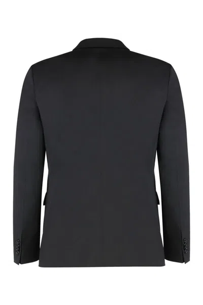 Hugo Boss Boss Double-breasted Wool Blend Jacket In Black