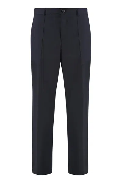 Hugo Boss Boss Virgin Wool Trousers In Blue