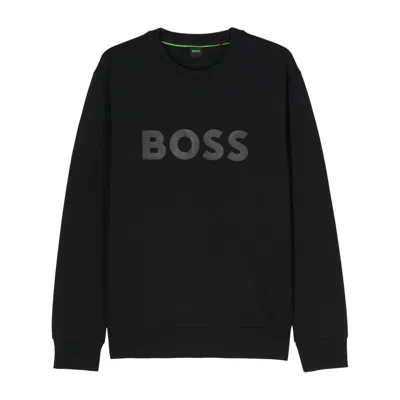 Hugo Boss Stretch-cotton Sweatshirt With Sandwich Logo