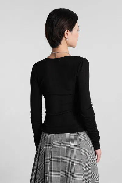 Self-portrait Button-detailed Long-sleeve T-shirt In Black
