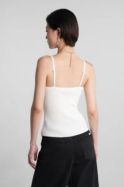 Self-portrait Ribbed Tank Top In White