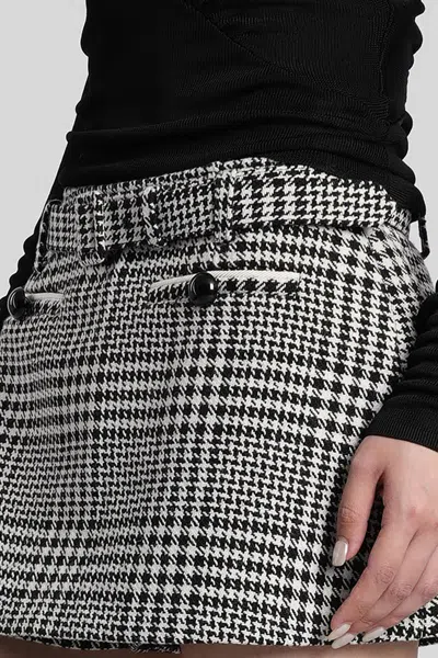 Self-portrait Houndstooth Wool Blend Mini Skirt In Black