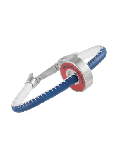 Pre-owned Calvin Klein Vintage Logo-engraved Bracelet In Silver