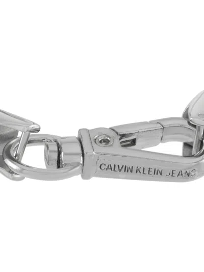 Pre-owned Calvin Klein Vintage Logo-engraved Bracelet In Silver