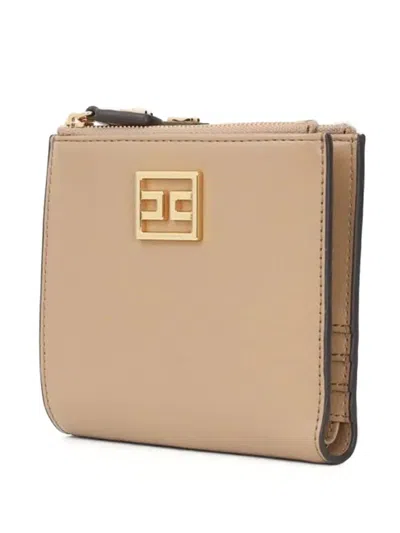 Elisabetta Franchi Logo-plaque Zip-around Wallet In Neutral