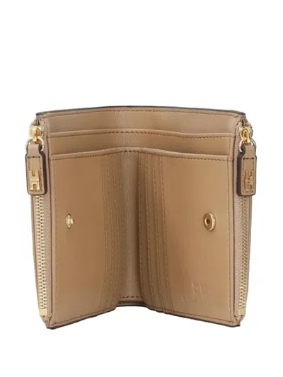 Elisabetta Franchi Logo-plaque Zip-around Wallet In Neutral