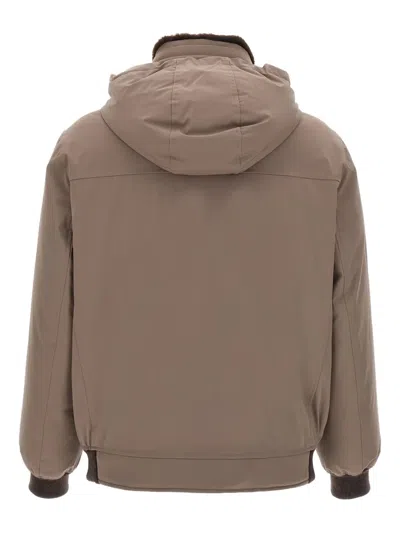 Brunello Cucinelli Sherling Neck Bomber Jacket Puffer Jackets Gray