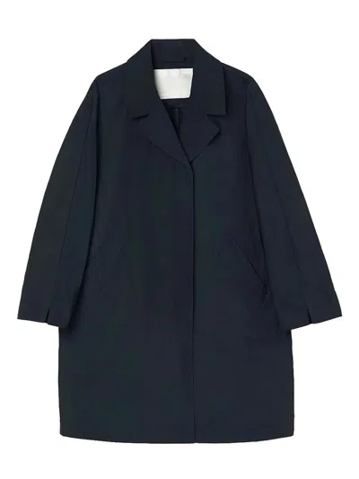 Oof Wear Concealed Lapel-collar Trench Coat In Blue