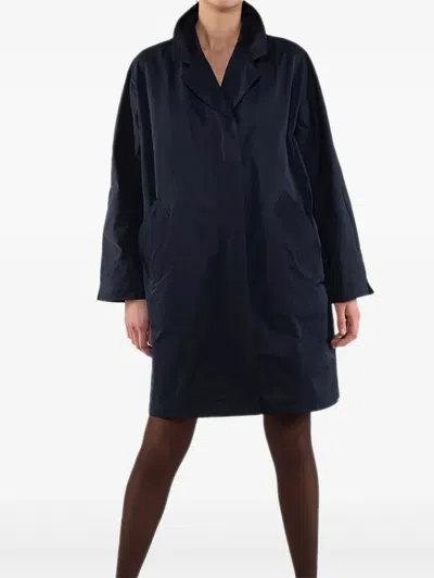 Oof Wear Concealed Lapel-collar Trench Coat In Blue