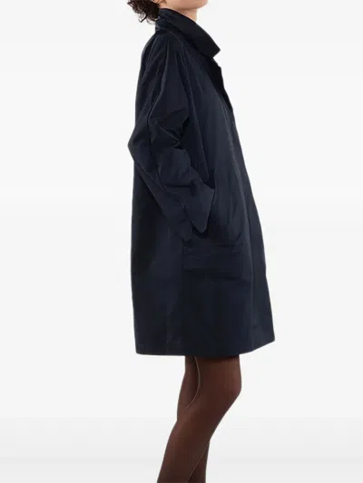 Oof Wear Concealed Lapel-collar Trench Coat In Blue
