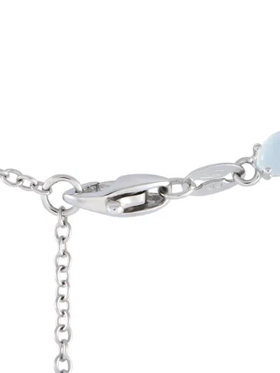 Pre-owned Bucherer 18k White Gold Aquamarine, Peridot And Diamond Necklace