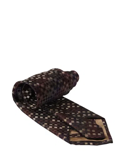 Zilli Diamond-grid Silk Tie In Brown