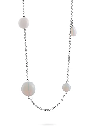 Pre-owned Swatch Vintage Pearl-embellished Necklace In Silver
