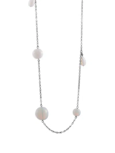 Pre-owned Swatch Vintage Pearl-embellished Necklace In Silver