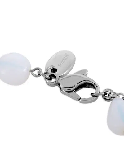 Pre-owned Swatch Vintage Pearl-embellished Necklace In Silver