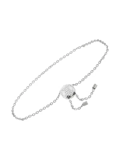 Pre-owned Calvin Klein Vintage Crystal-embellished Bracelet In Silver