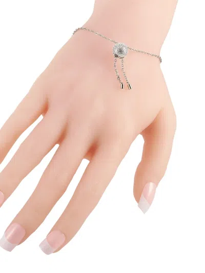 Pre-owned Calvin Klein Vintage Crystal-embellished Bracelet In Silver