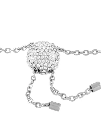 Pre-owned Calvin Klein Vintage Crystal-embellished Bracelet In Silver