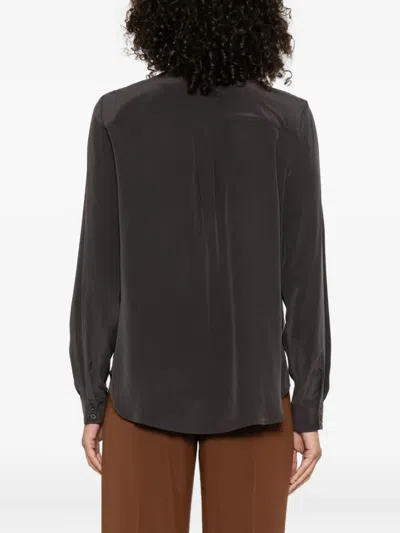 Pinko Button-down Silk Shirt In Brown