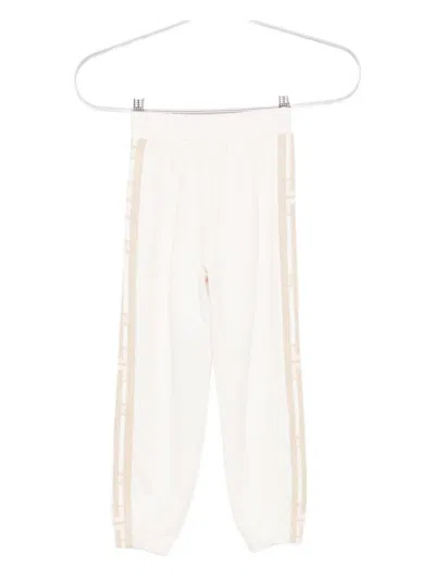 Elisabetta Franchi La Mia Bambina Side-stripe Track Pants In White