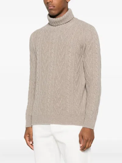 Fedeli Cable-knit Turtleneck Sweater In Gray