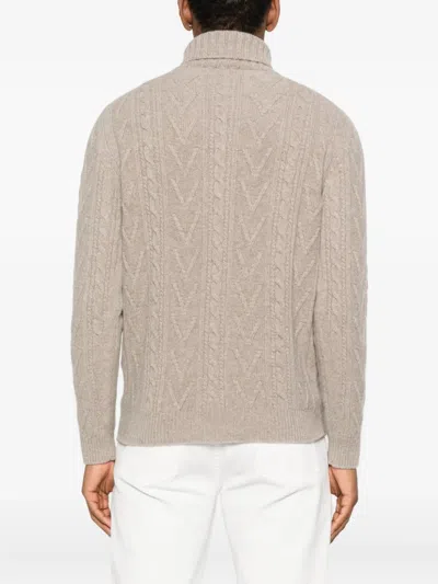 Fedeli Cable-knit Turtleneck Sweater In Gray