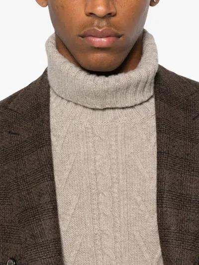 Fedeli Cable-knit Turtleneck Sweater In Gray