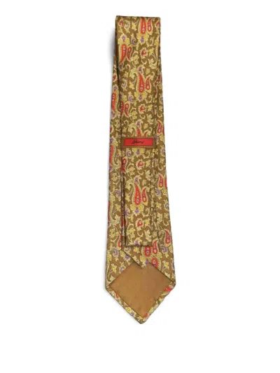 Brioni Paisley Silk Tie In Neutral
