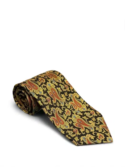 Brioni Paisley Silk Tie In Neutral