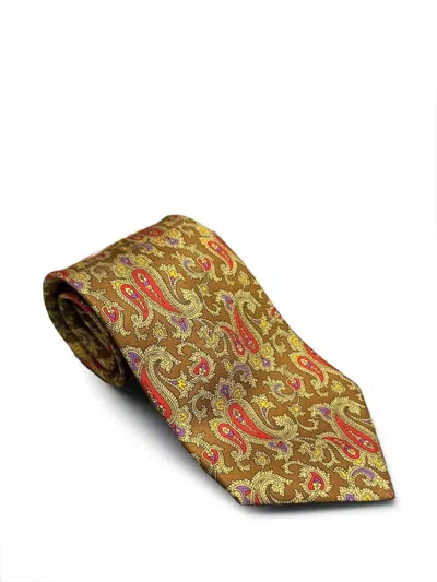 Brioni Paisley Silk Tie In Neutral