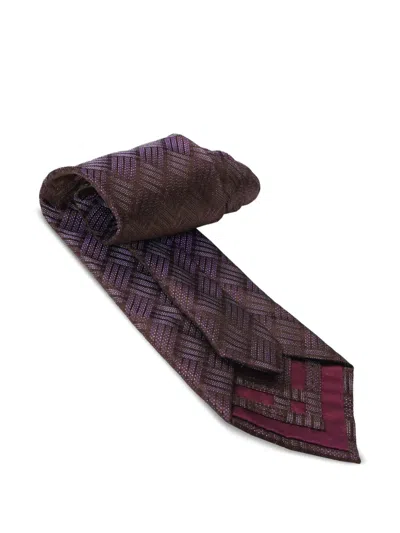 Zilli Basketweave Silk Tie In Brown